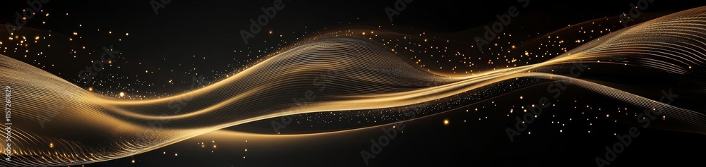 Poster elegant golden wave design with sparkling elements on a dark background creating a sense of luxury a
