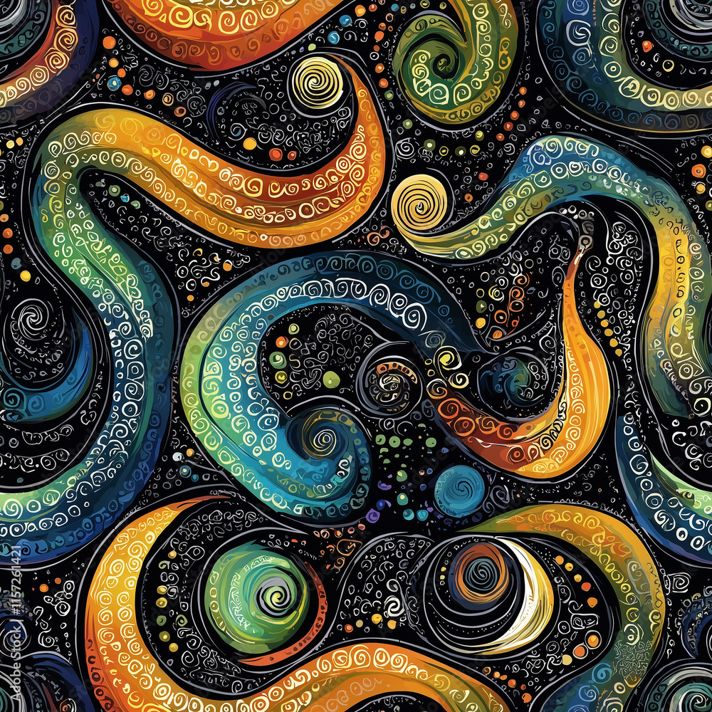 Poster vibrant batik seamless pattern design textile art colorful patterns creative environment abstract vi