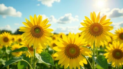 a large field of sunflowers