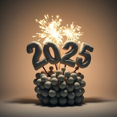 2025 happy new year typography logo design concept
