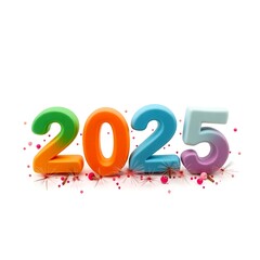 2025 happy new year typography logo design concept