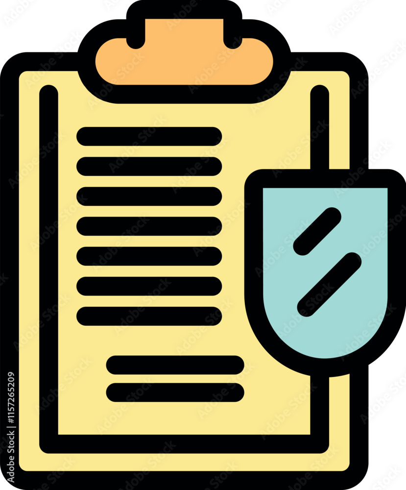Poster secure data protection concept with clipboard, checked list, and shield icon, ensuring confidentiali