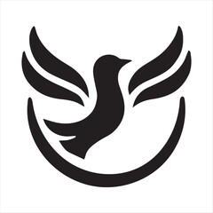 A silhouette of a bird in flight is ideal for logos or symbols. It is a black-colored vector illustration in EPS 10 on a white background.
