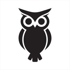 Fototapeta premium silhouette of an owl. simple black color vector illustrations eps 10 on a white background. 