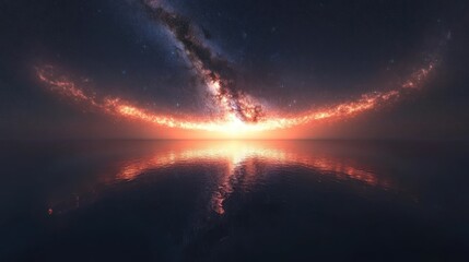 Obraz premium The Milky Way galaxy stretches across the cosmic horizon background wallpaper AI generated image