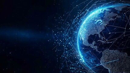 Digital illustration Earth from space background dark blue Dynamic globe