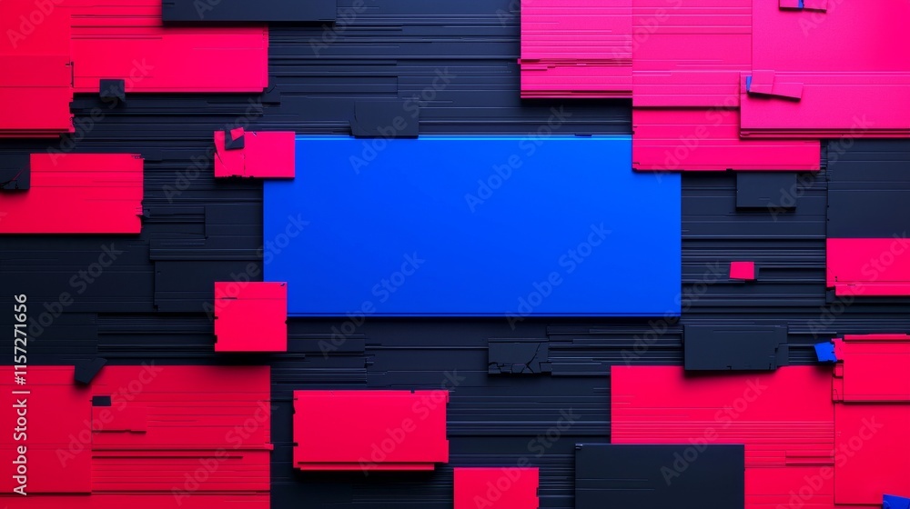 Poster a vfx pack featuring glitch noise and static for television, with a visual background of stripes and
