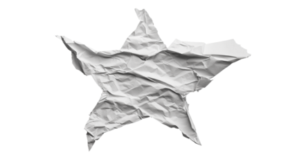 Torn white paper with jagged star shape isolated on a transparent background