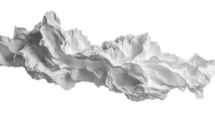 White crumpled paper with cloudshape and rough edges isolated on a transparent background