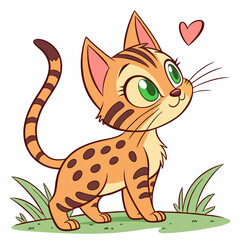 Fototapeta premium Adorable Bengal cat vector art illustration, perfect for digital projects, prints, and more.