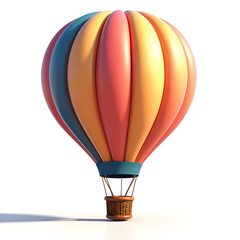 Fototapeta premium Vibrant hot air balloon against a clean white background for whimsical adventure themes, 3d rendering of fantasy concept.