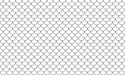 Fototapeta premium Seamless fish scale pattern. Mermaid tail pattern. Monochrome fish scale on white background. Dragon, snake scales.