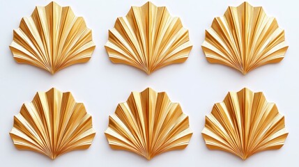 A decorative arrangement of golden shell-shaped motifs, showcasing an elegant design on a light background.