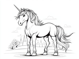 Majestic Unicorn Standing Gracefully in a Fantasy Landscape