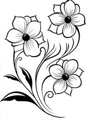Elegant Black and White Floral Design with Three Beautiful Flowers