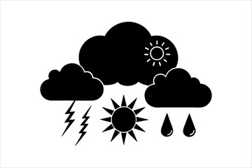 Weather Elements icon set silhouette