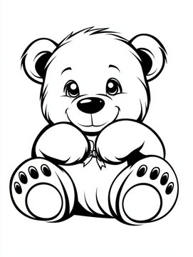 recommend clip art: Adorable Cartoon Bear Sitting with a Cheerful Expression and Big Eyes