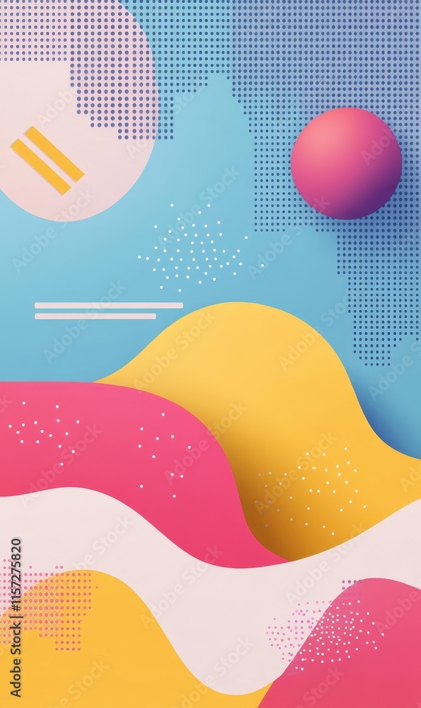 Poster colorful abstract shapes and patterns create a vibrant design suitable for a modern artistic aesthet