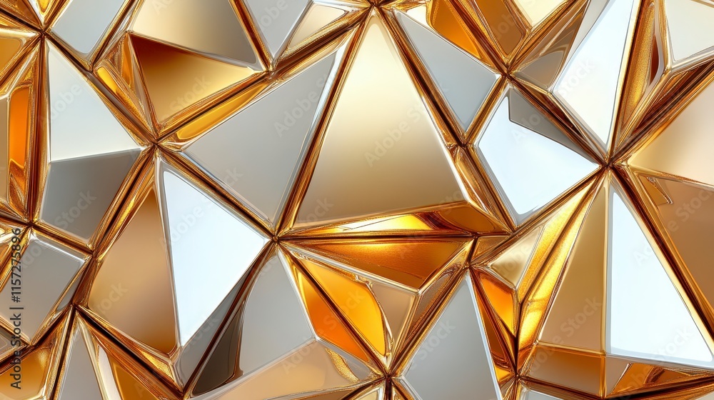 Aufkleber a dazzling geometric pattern featuring shimmering golden and reflective surfaces, creating a modern 