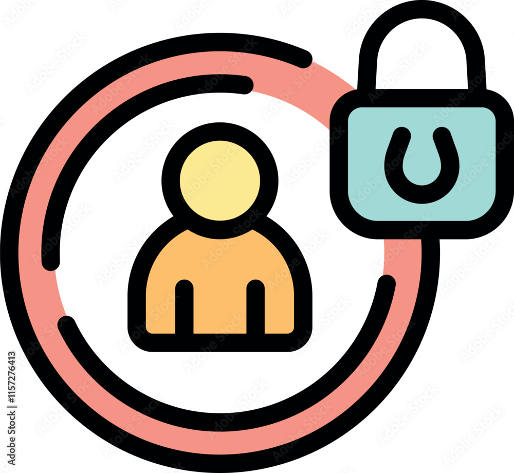 Poster padlock securing user account, symbolizing online security and data protection