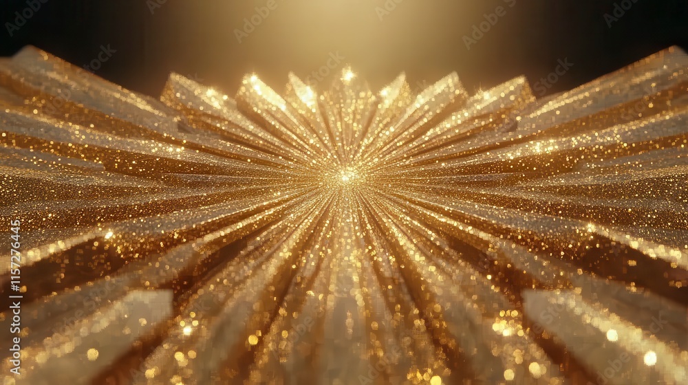 Poster a radiant golden surface sparkles with light, creating an enchanting starburst effect that captures 