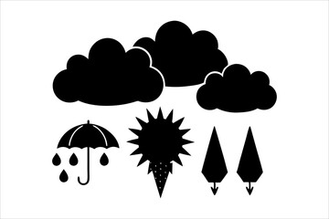 Weather Elements icon set silhouette