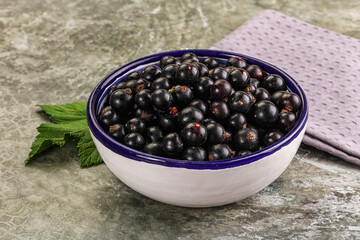 Ripe black currant in the bowl