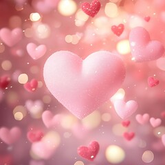 Colorful Floating Hearts Creating a Romantic Atmosphere With Soft Bokeh Background