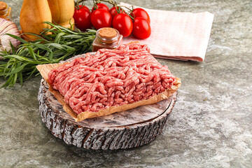 Raw uncooked red minced meat