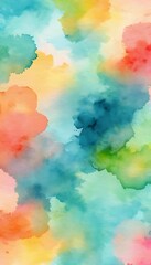 Abstract Watercolor Painting Pastel Rainbow Colors