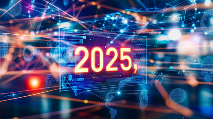 Futuristic Digital Screen Showcasing Business Integration 2025