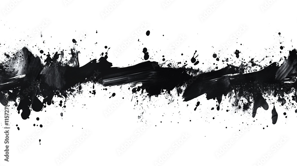 Poster dynamic black ink splash creates an expressive boundary with tex
