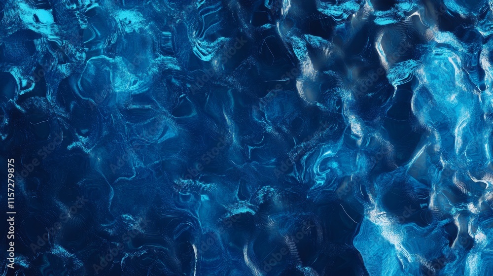 Poster beautiful close-up of shimmering blue water with swirling patterns capturing light reflections in a 