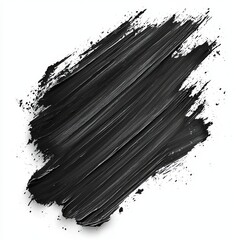 An abstract  file featuring a black brush stroke grunge splash texture, cut out and isolated on a transparent background, stock illustration image.