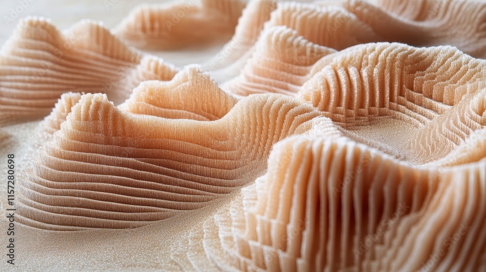 Poster a close-up view of textured, undulating sand formations resembling small hills or dunes, showcasing 