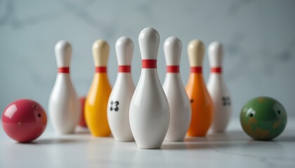 Naklejka premium bowling ball and pins