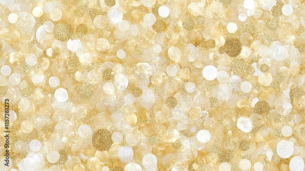 Poster a sparkling background featuring a mix of golden and white glittery dots, creating a festive and shi