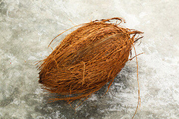 Natural exotic brown hairy coconut