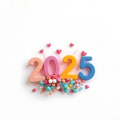 Naklejka premium 2025 happy new year typography logo design concept