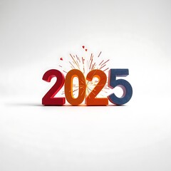 2025 happy new year typography logo design concept