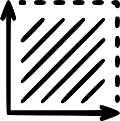 Square area icon. Coordinate axes sign. Coordinate system Flat math graph icon.