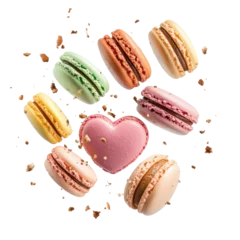Fototapete Rund Colorful macarons in various flavors arranged creatively. Isolated on white © Karina