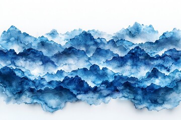 Three blue watercolor stains forming an explosion, generated by AI.