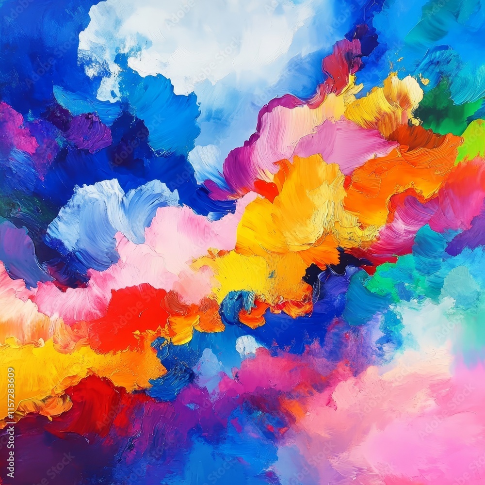Poster vibrant abstract artwork featuring bold colors blending together in a dynamic display of creativity 