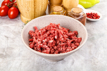 Raw beef minced meat for cooking
