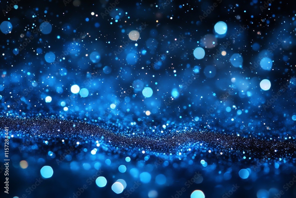 Poster sparkling blue lights create a magical atmosphere reminiscent of a starry night filled with shimmeri