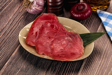 Raw tuna slises sashimi snack