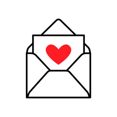 Open envelope containing a heart-shaped message, symbolizing love and affection.