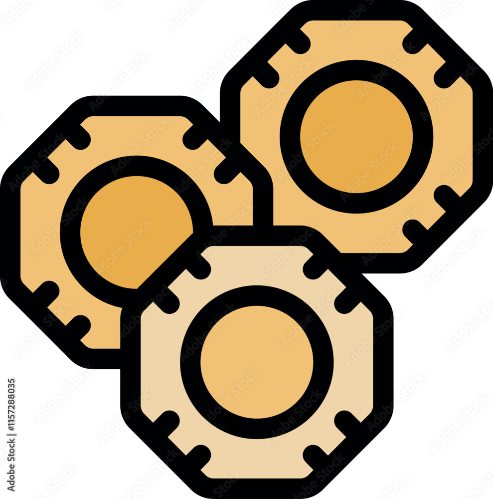 Poster interlocking octagonal gears rotating, symbolizing seamless teamwork and industrial processes