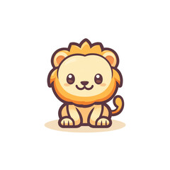 Cute Cartoon Lion Illustration with Simple Design on Black Background